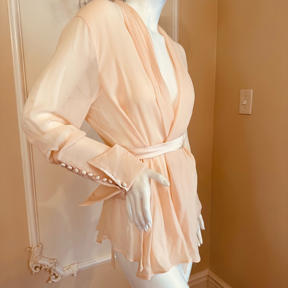GIANFRANCO FERRE Tie Front wrap chiffon Shirt wraps Size 48 IT